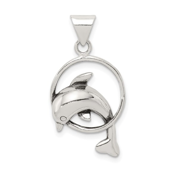 925 Sterling Silver Small Dolphin Nautical Sea Life Necklace Charm Pendant - Picture 1 of 4